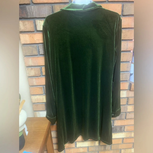 Bebe Green Velvet Shirred Polo Dress - Picture 2 of 5